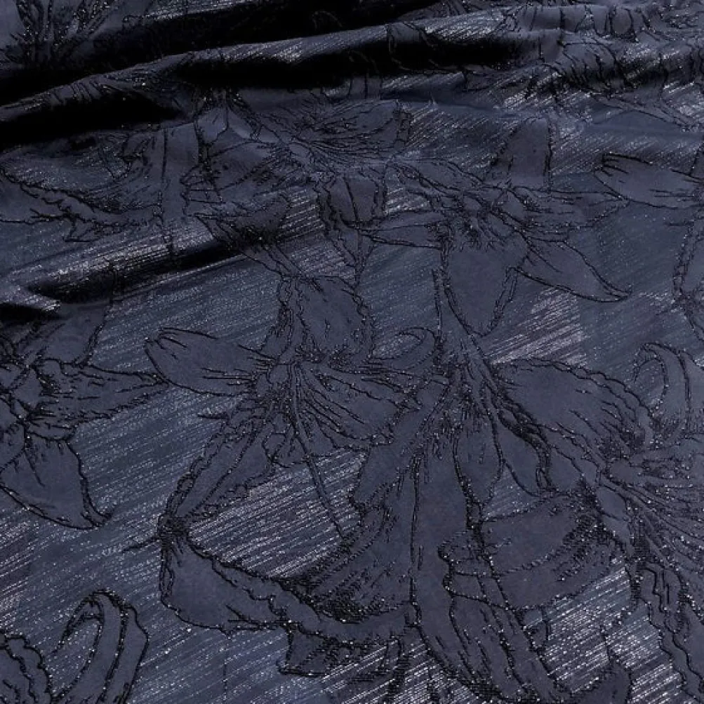Floral Reef Jacquard Table Runner in Navy