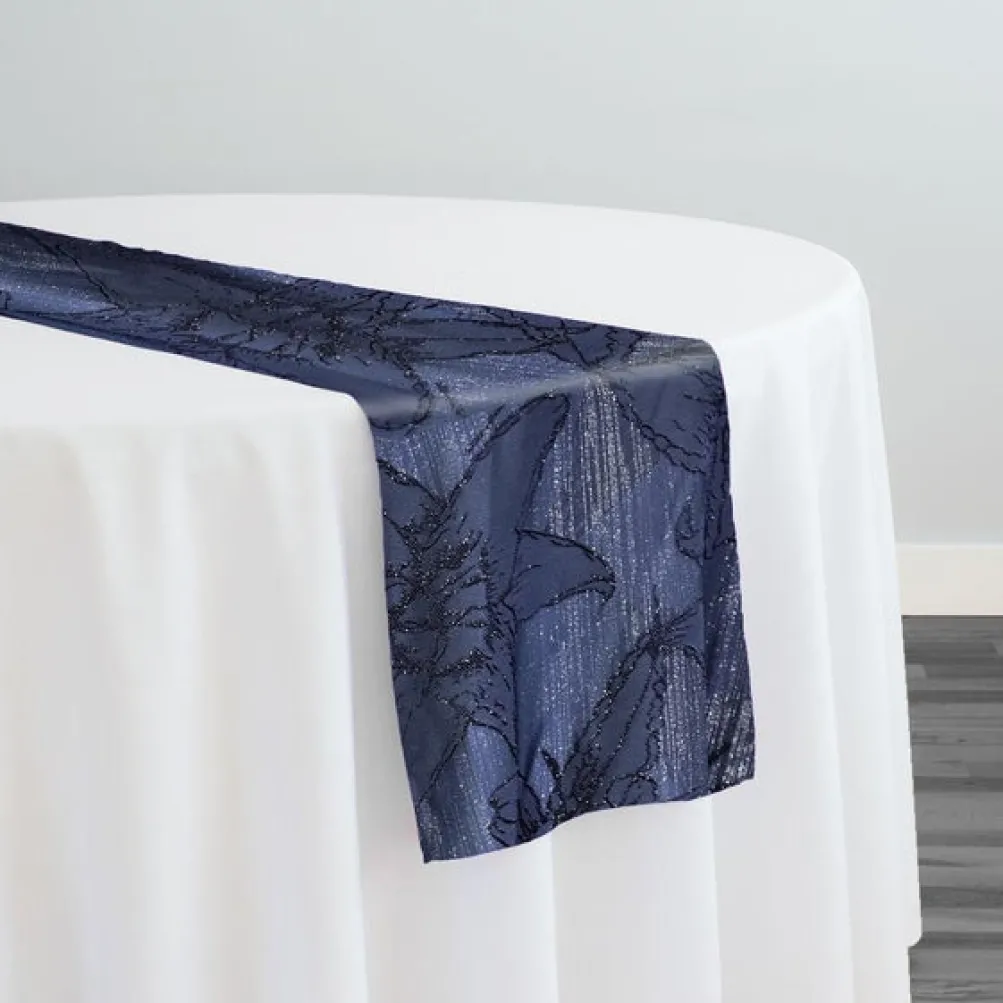 Floral Reef Jacquard Table Runner in Navy