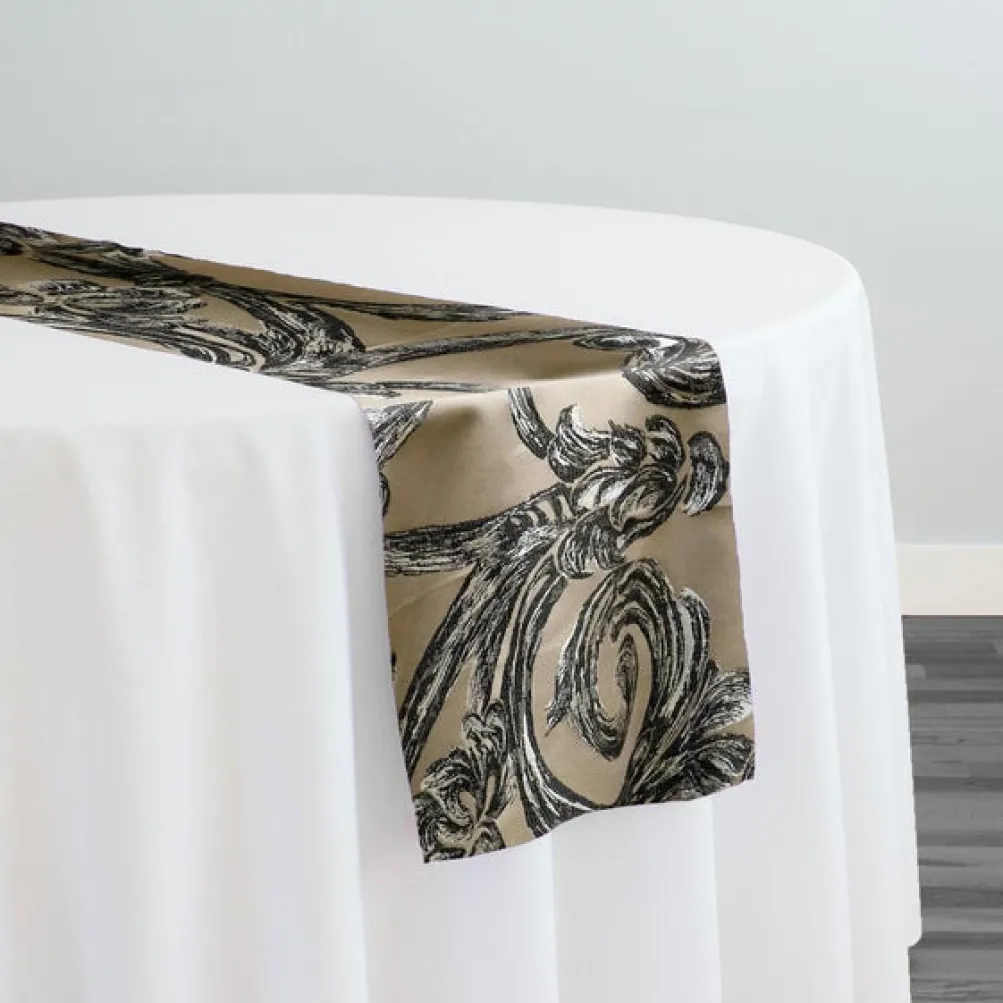 Florence Jacquard Table Runner in Black and Grey