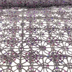Flower Chain Lace Table Linen in Purple and Silver
