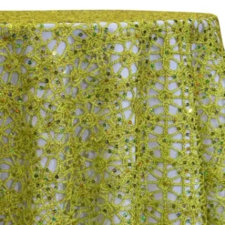 Flower Chain Lace Table Linen in Lime and Gold