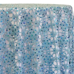 Flower Chain Lace Table Linen in Turquoise and Silver