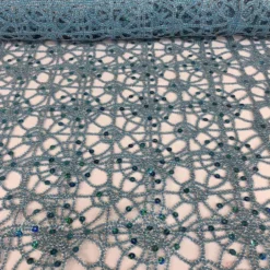 Flower Chain Lace Table Linen in Turquoise and Silver