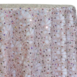 Flower Chain Lace Table Linen in Pink and Silver