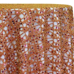 Flower Chain Lace Table Linen in Red and Gold