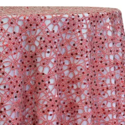 Flower Chain Lace Table Linen in Red and Silver