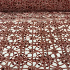 Flower Chain Lace Table Linen in Red and Silver