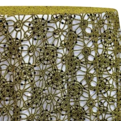 Flower Chain Lace Table Linen in Black and Gold