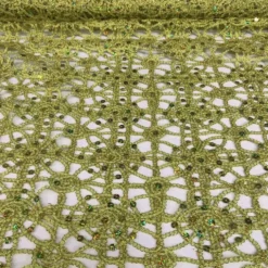 Flower Chain Lace Table Runner in Lime and Gold