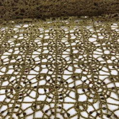 Flower Chain Lace Table Runner in Brown and Gold