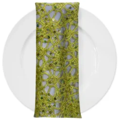 Flower Chain Lace (w/ Poly Lining) Table Napkin in Lime and Gold