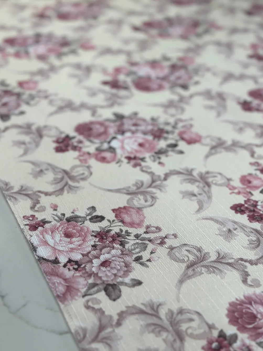 French Floral Table Linen in Blush