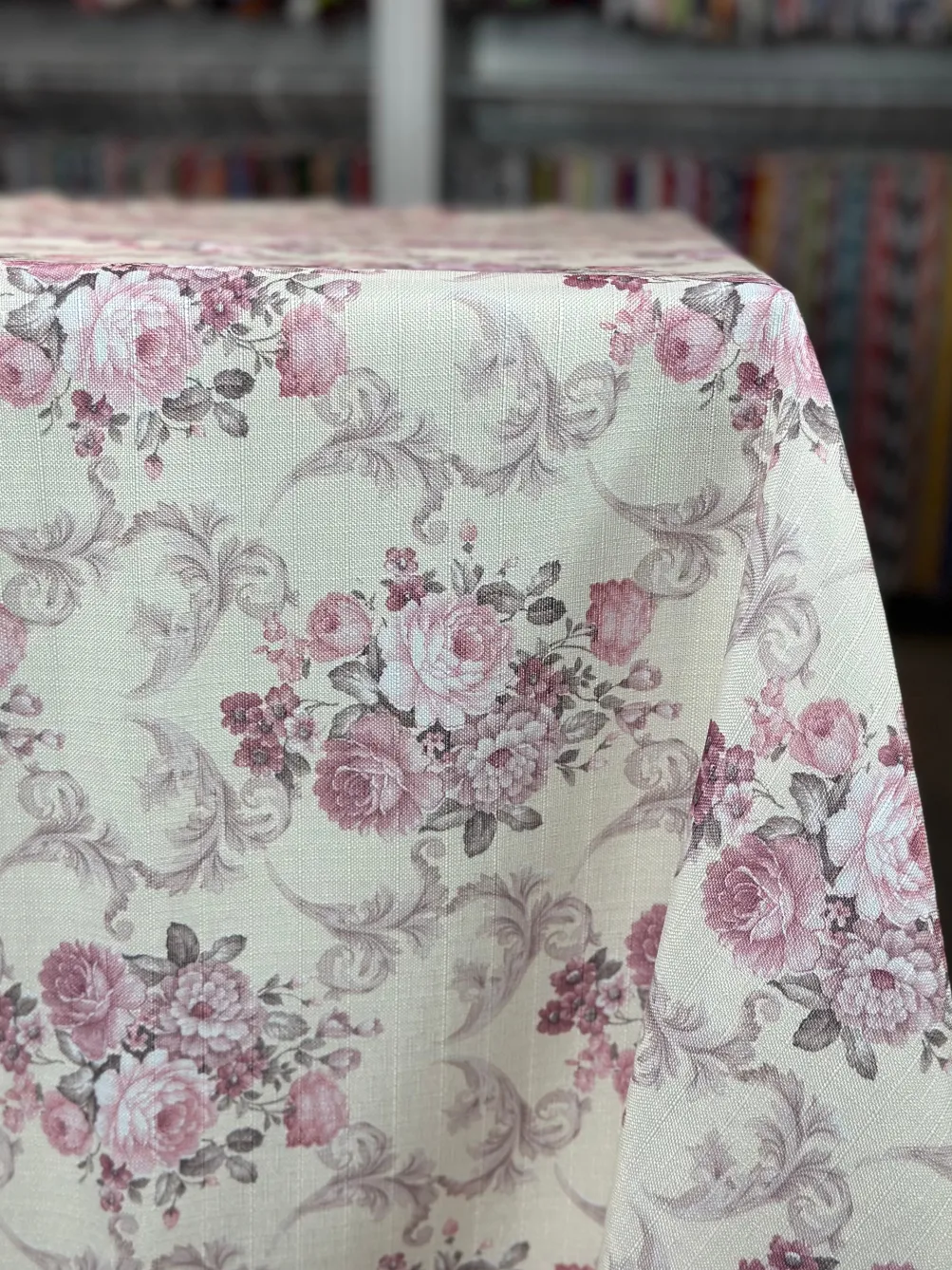 French Floral Table Linen in Blush