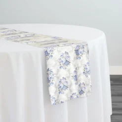 French Floral Table Runner in Blue