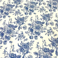 French Toile (Poly Print) Table Linen in Royal Blue