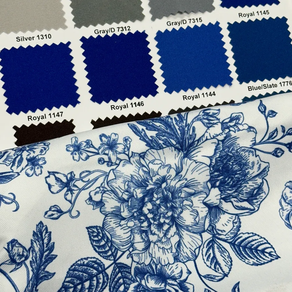 French Toile (Poly Print) Table Linen in Royal Blue
