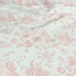 French Toile (Poly Print) Table Linen in Dusty Rose