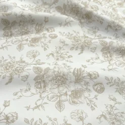 French Toile (Poly Print) Table Linen in Taupe