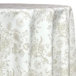 French Toile (Poly Print) Table Linen in Taupe