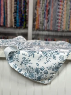 French Toile (Poly Print) Table Linen in Copen Perry