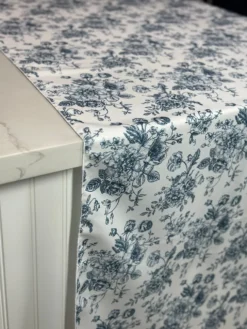 French Toile (Poly Print) Table Linen in Copen Perry