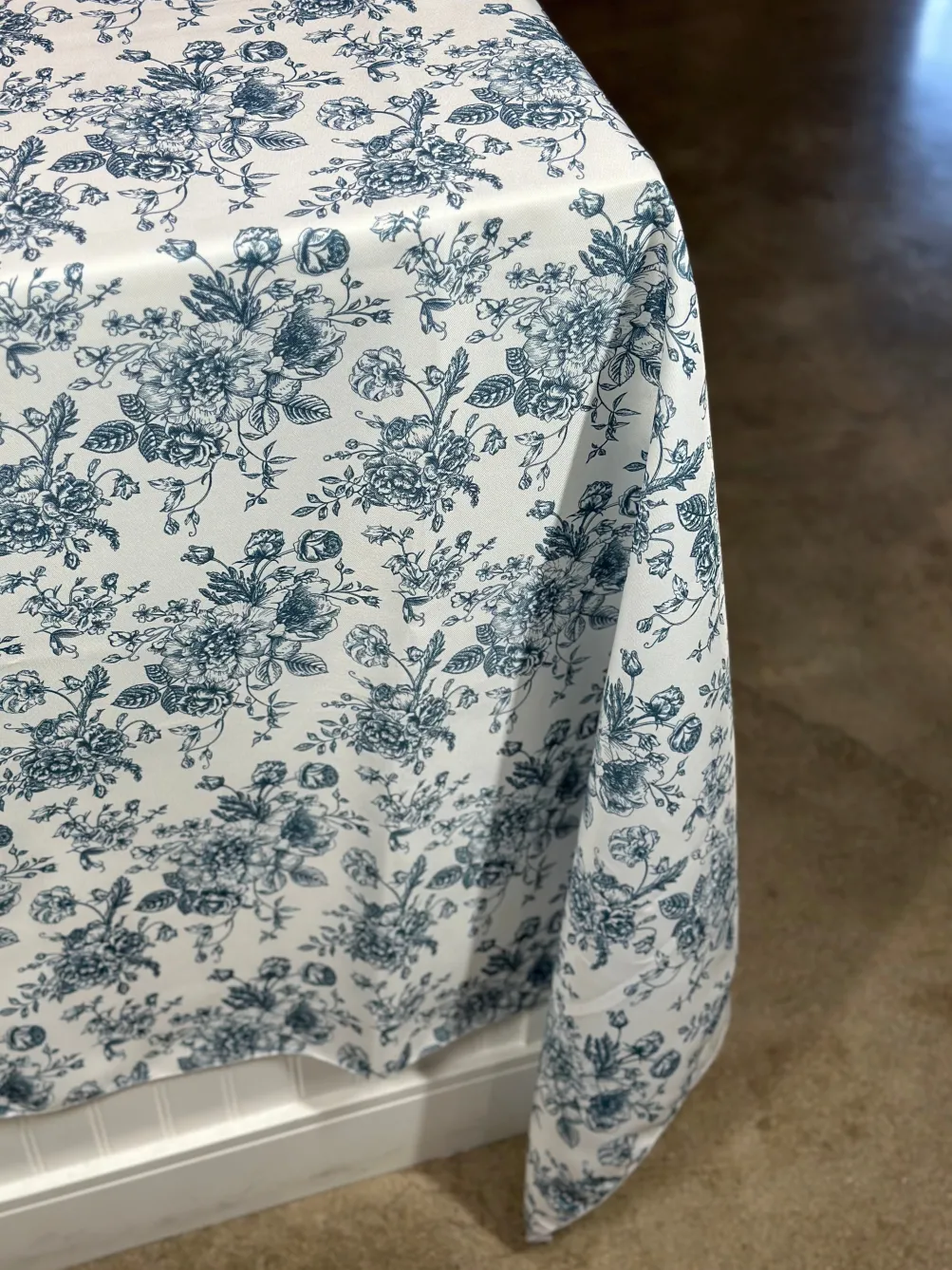 French Toile (Poly Print) Table Linen in Copen Perry