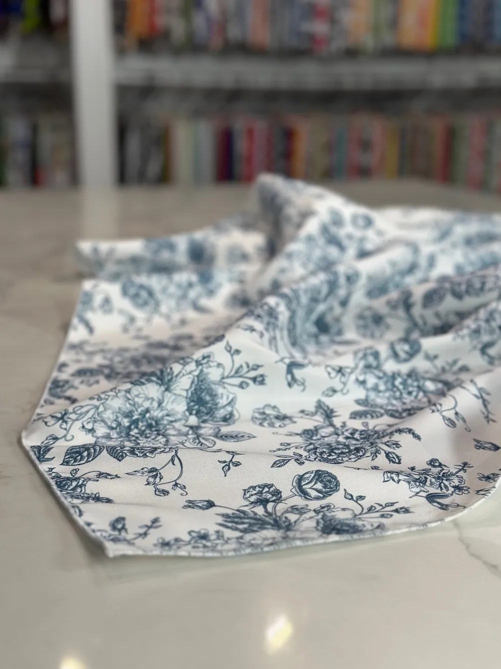 French Toile (Poly Print) Table Linen in Copen Perry