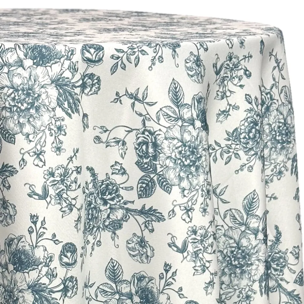 French Toile (Poly Print) Table Linen in Copen Perry