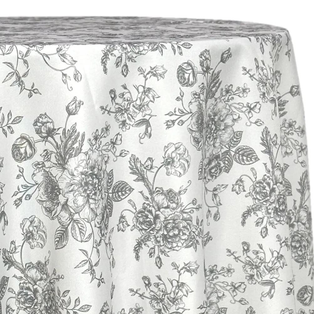 French Toile (Poly Print) Table Linen in Grey
