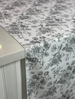 French Toile (Poly Print) Table Linen in Grey