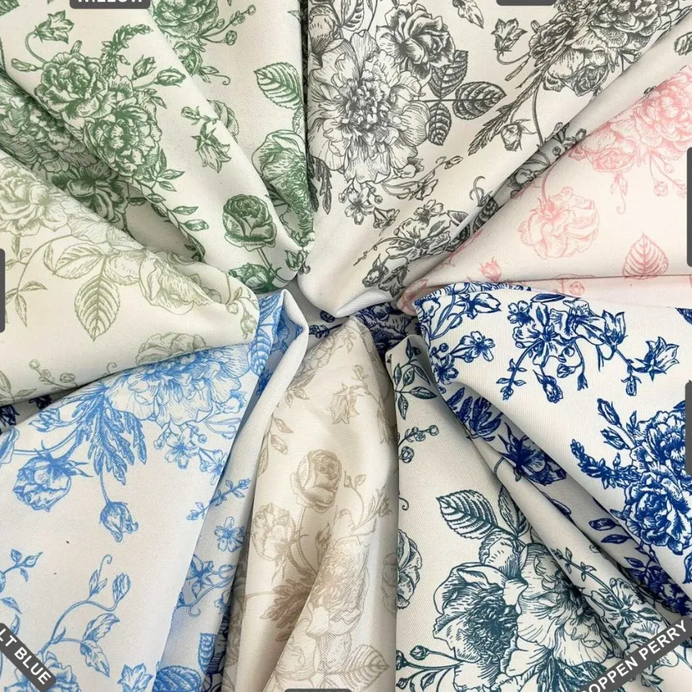 French Toile (Poly Print) Table Runner in Lt Blue