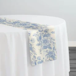 French Toile (Poly Print) Table Runner in Lt Blue