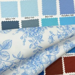 French Toile (Poly Print) Table Runner in Lt Blue
