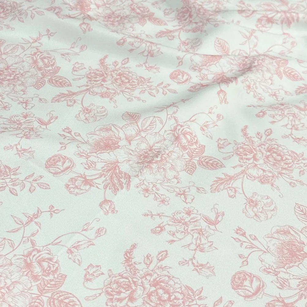 French Toile (Poly Print) Table Runner in Dusty Rose