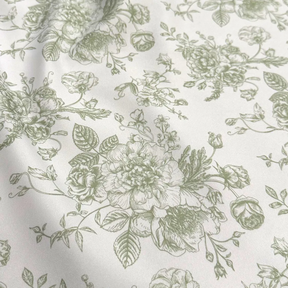 French Toile (Poly Print) Table Runner in Sage