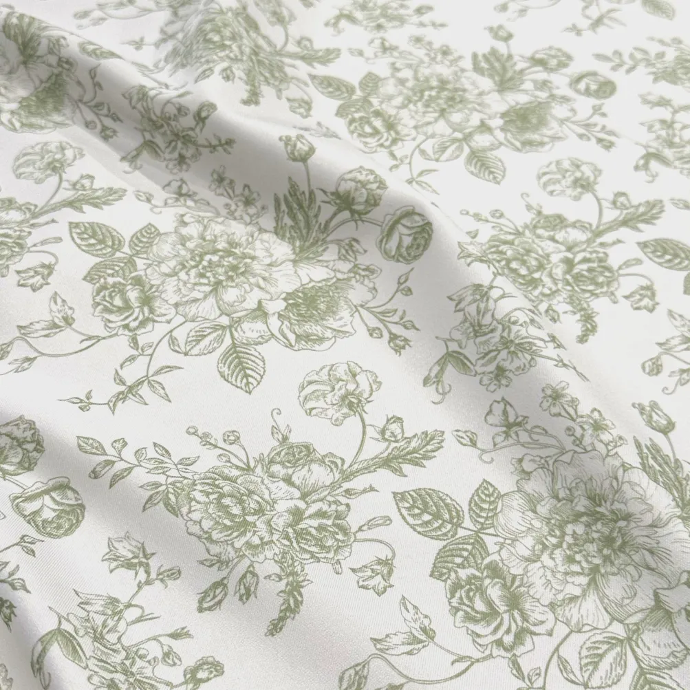 French Toile (Poly Print) Table Runner in Sage