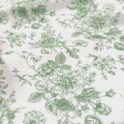 French Toile (Poly Print) Table Runner in Willow Green