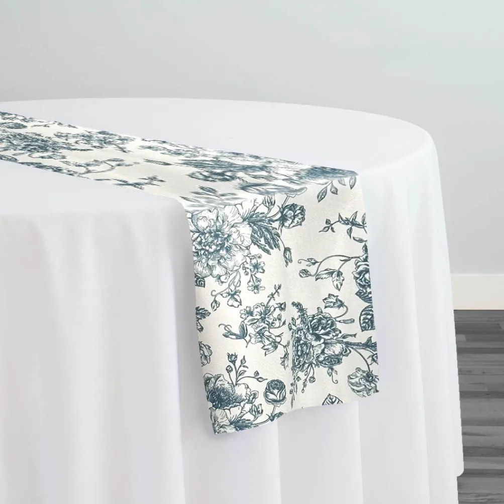 French Toile (Poly Print) Table Runner in Copen Perry
