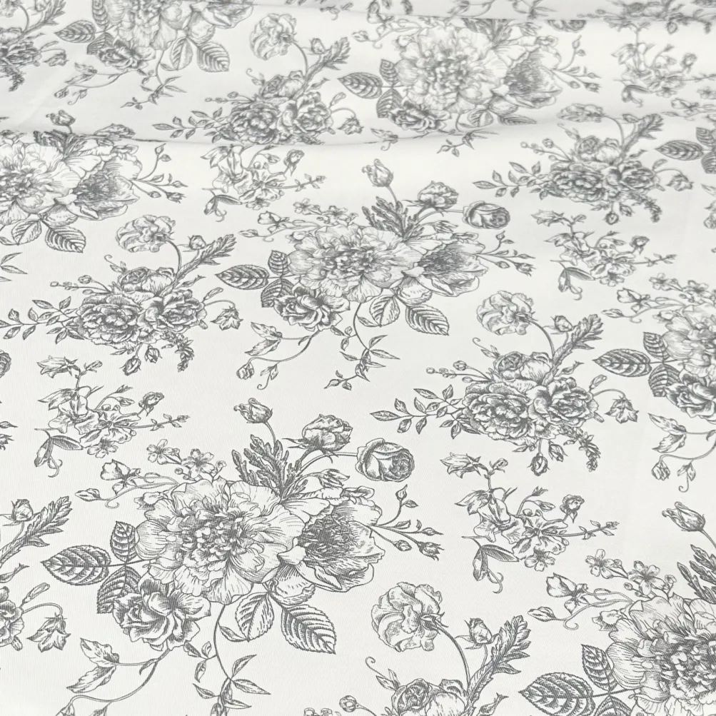 French Toile (Poly Print) Table Runner in Grey