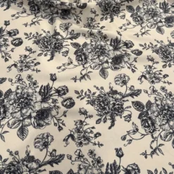 French Toile (Poly Print) Table Linen in Black / Taupe