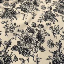 French Toile (Poly Print) Table Runner in Black / Taupe