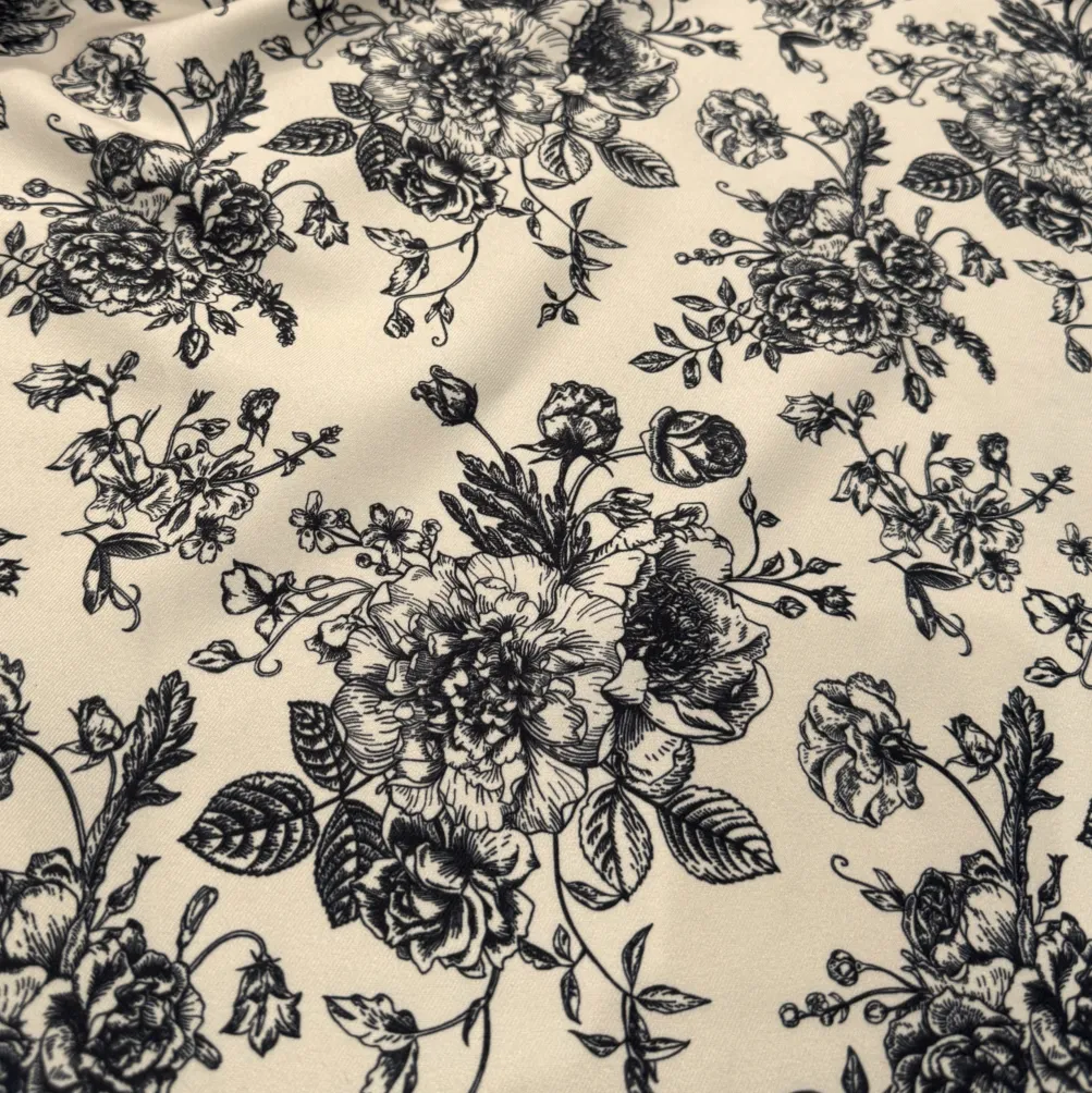 French Toile (Poly Print) Table Runner in Black / Taupe
