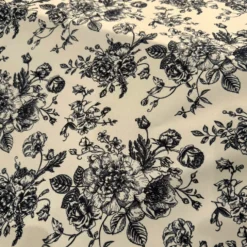 French Toile (Poly Print) Table Runner in Black / Taupe