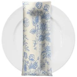 French Toile (Poly Print) Table Napkin in Lt Blue