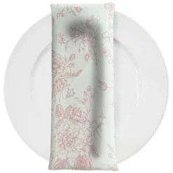 French Toile (Poly Print) Table Napkin in Dusty Rose