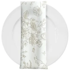 French Toile (Poly Print) Table Napkin in Taupe