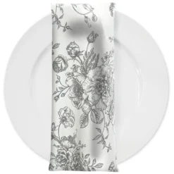 French Toile (Poly Print) Table Napkin in Grey