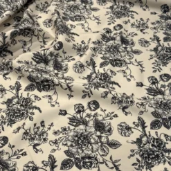 French Toile (Poly Print) Table Napkin in Black / Taupe