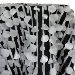Funzie (Circle Hanging) Taffeta Table Linen in White on Black