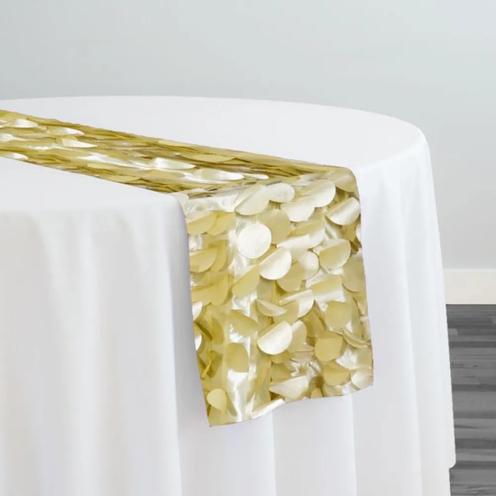 Funzie (Circle Hanging) Taffeta Table Runner in Champagne
